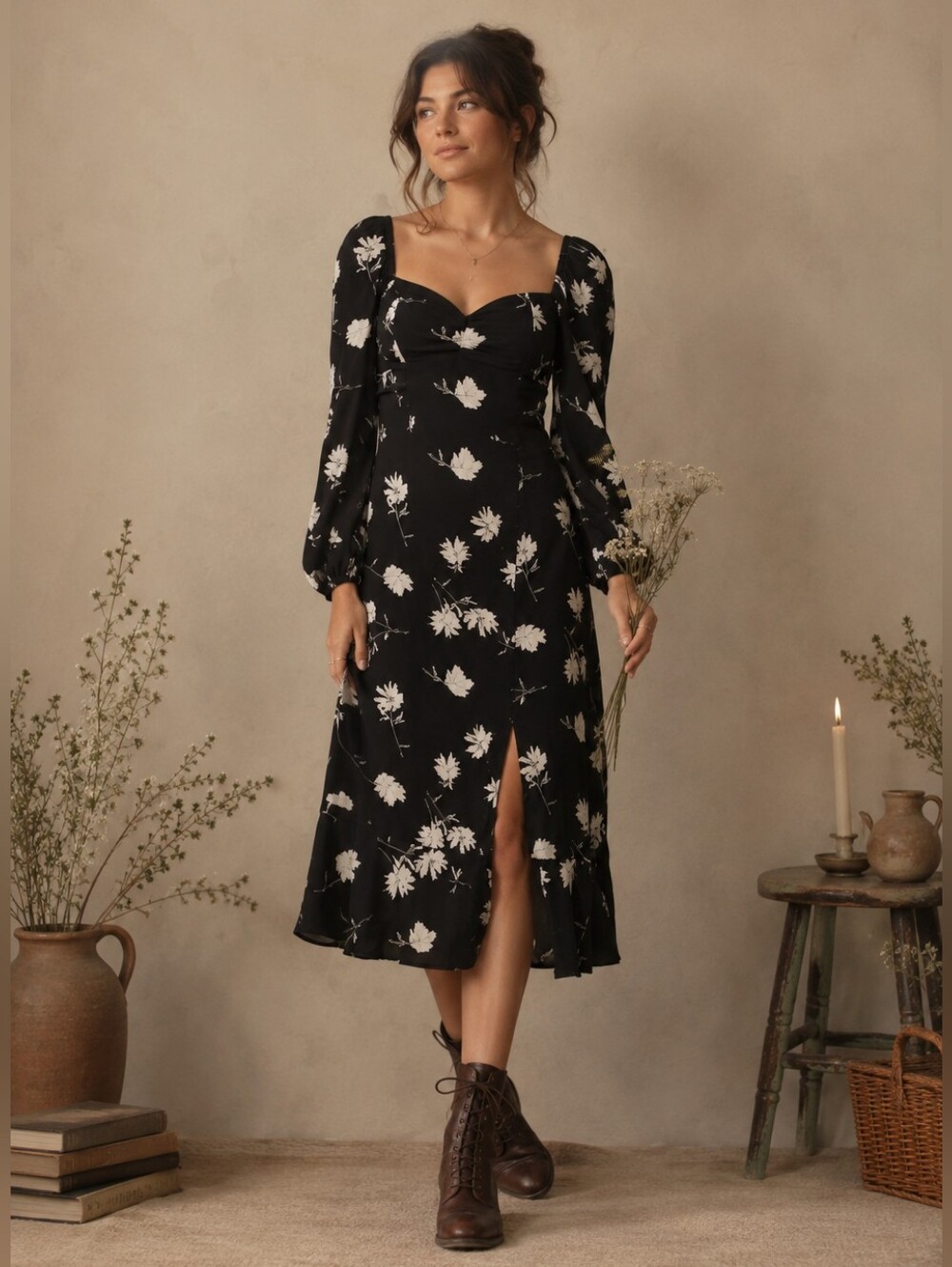 NWT BOG Collective Dress Size S Floral Band Of Gypsies Country Prairie Feminine